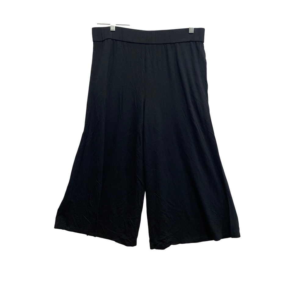 Eileen Fisher Black Viscose Lycra Wide Leg Cropped Pants Culottes Medium M - Picture 4 of 6